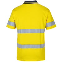 JB's Wear 6DCPS Hi Vis (D+N) S/S Cotton Polo - Back View | color:Yellow/Navy|view:back