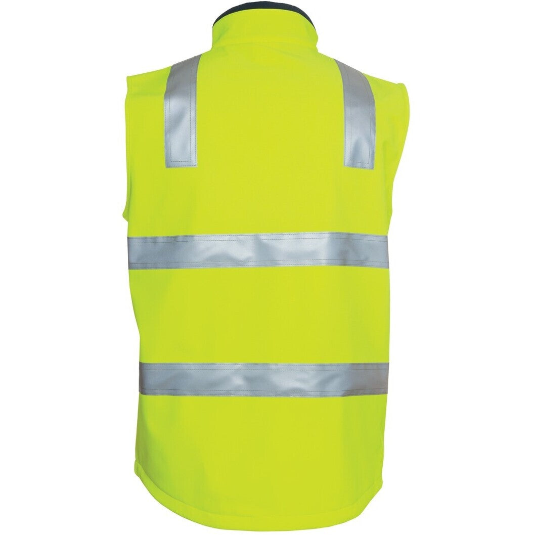 JB's Wear 6D4LK Hi Vis (D+N) Softshell Vest - Back View | color:Lime/Navy|view:back
