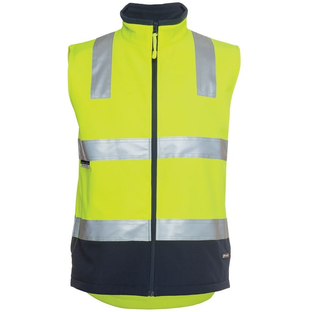 JB's Wear 6D4LK Hi Vis (D+N) Softshell Vest - Front View | color:Lime/Navy|view:front