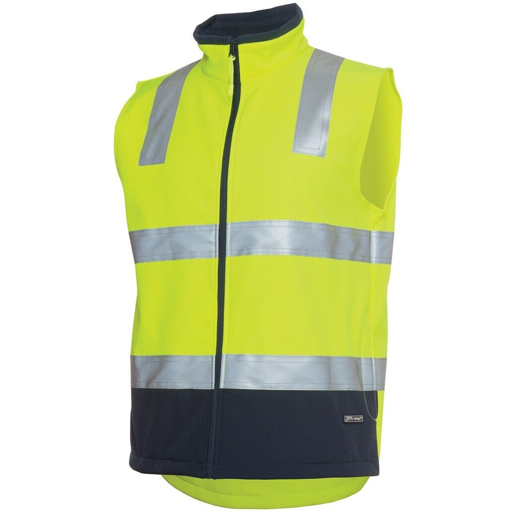 JB's Wear 6D4LK Hi Vis (D+N) Softshell Vest - Side View | color:Lime/Navy|view:side