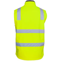 JB's Wear 6DWV Hi Vis (D+N) Three Layer Softshell Vest - Back View | color:Lime/Navy|view:back