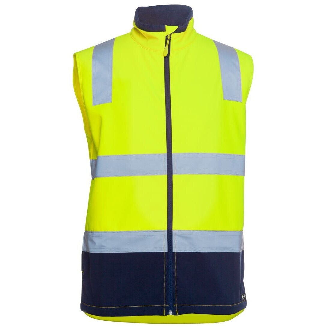 JB's Wear 6DWV Hi Vis (D+N) Three Layer Softshell Vest - Front View | color:Lime/Navy|view:front