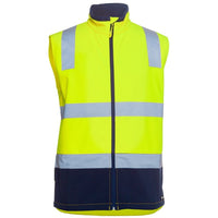 JB's Wear 6DWV Hi Vis (D+N) Three Layer Softshell Vest - Front View | color:Lime/Navy|view:front