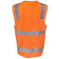 JB's Wear 6DNSZ Hi Vis (D+N) Zip Safety Vest - Back View | color:Orange|view:back