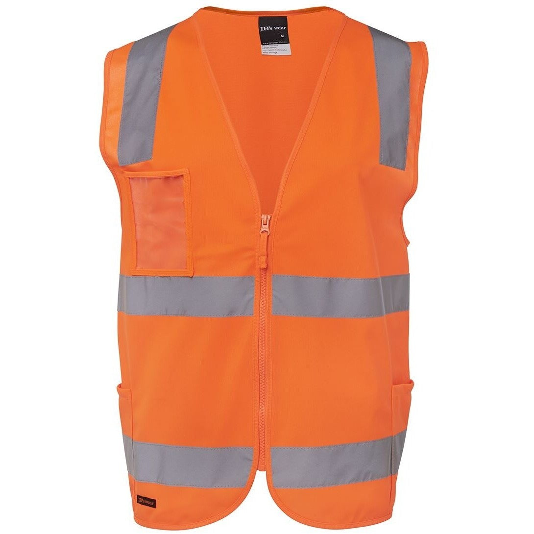 JB's Wear 6DNSZ Hi Vis (D+N) Zip Safety Vest - Front View | color:Orange|view:front
