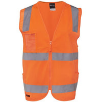 JB's Wear 6DNSZ Hi Vis (D+N) Zip Safety Vest - Front View | color:Orange|view:front