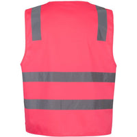JB's Wear 6DNSZ Hi Vis (D+N) Zip Safety Vest - Back View | color:Pink|view:back