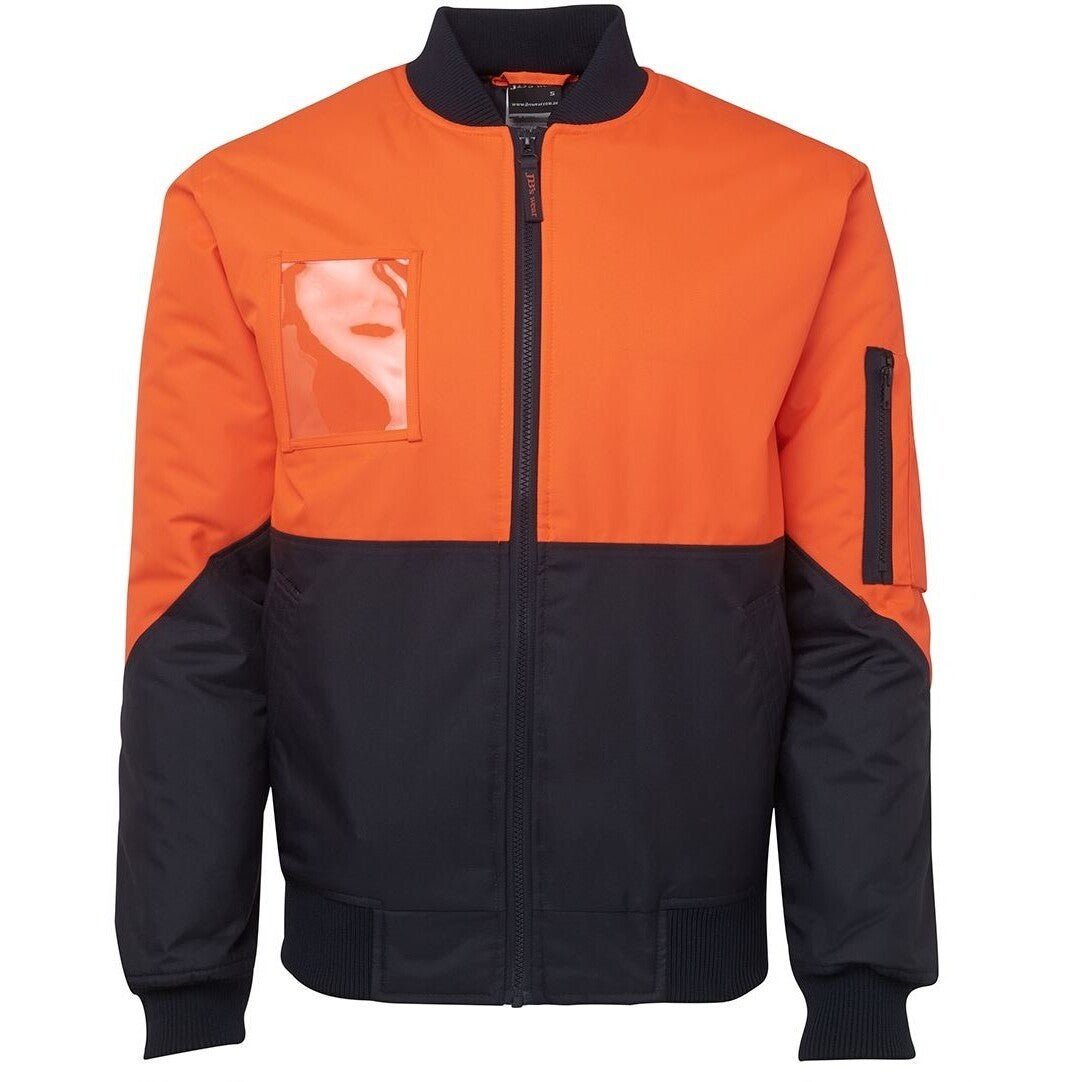JB's Wear 6HVFJ Hi Vis Flying Jacket - Front View | color:Orange/Navy|view:front