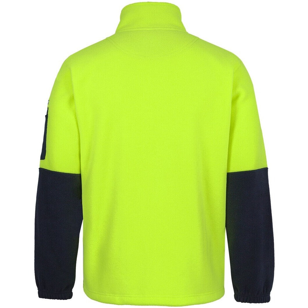 JB's Wear 6HVPE Hi Vis Full ZIp Polar Fleece - Back View | color:Lime/Navy|view:back