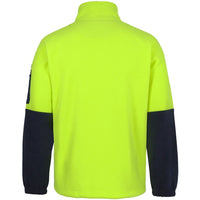 JB's Wear 6HVPE Hi Vis Full ZIp Polar Fleece - Back View | color:Lime/Navy|view:back