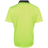 JB's Wear 6HJNC Hi Vis Jacquard Non Cuff Polo - Back View | color:Lime/Black|view:back