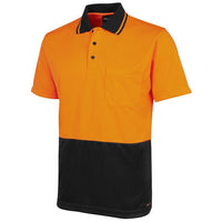 JB's Wear 6HJNC Hi Vis Jacquard Non Cuff Polo - Side View | color:Orange/Black|view:side