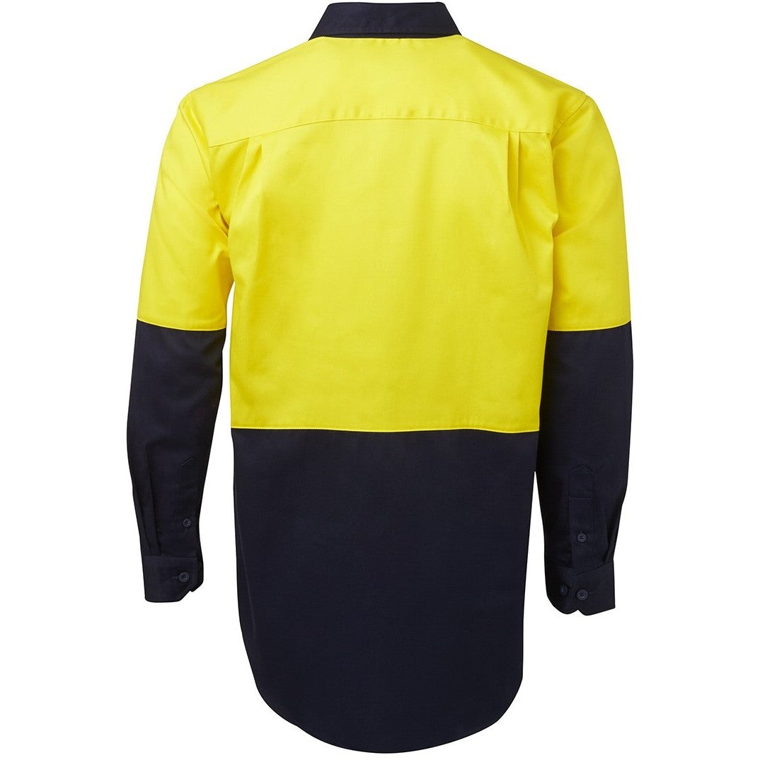 JB's Wear 6HWL Hi Vis L/S 190G Work Shirt - Back View | color:Yellow/Navy|view:back