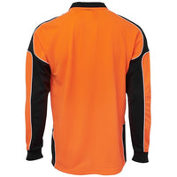 JB's Wear 6AP4L Hi Vis L/S Arm Panel Polo - Back View | color:Orange/Black|view:back