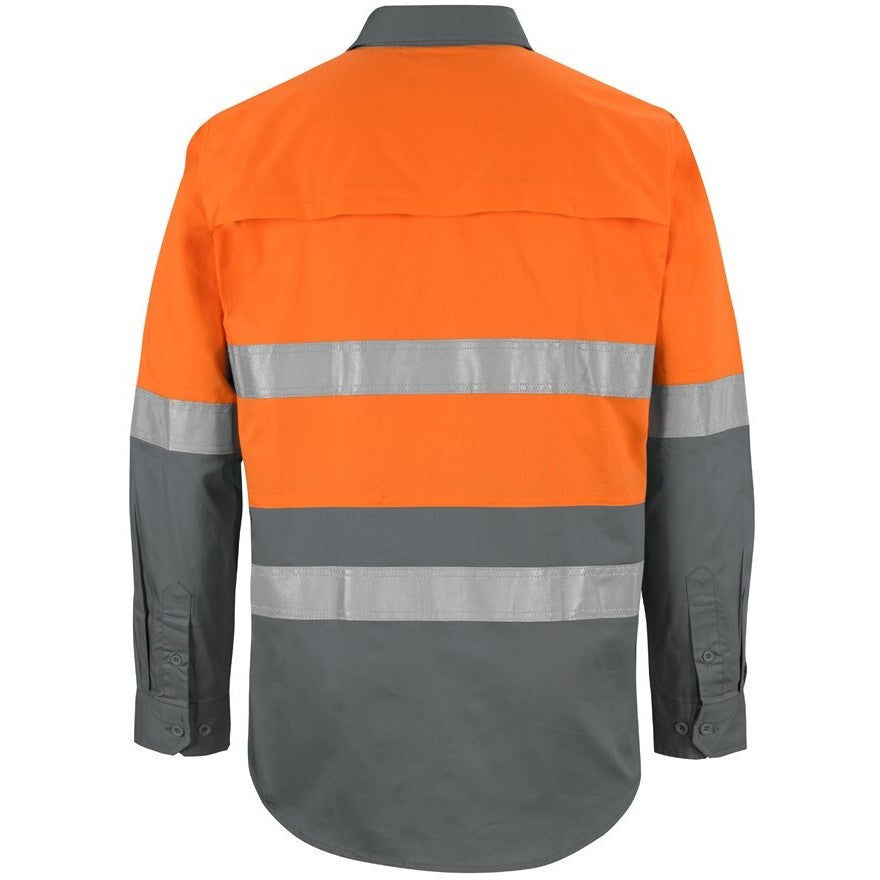 JB's Wear 6DNWL Hi Vis L/S (D+N) 150G Work Shirt - Back View | color:Orange/Charcoal|view:back