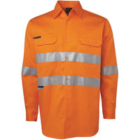 JB's Wear 6DNWL Hi Vis L/S (D+N) 150G Work Shirt - Front View | color:Orange|view:front