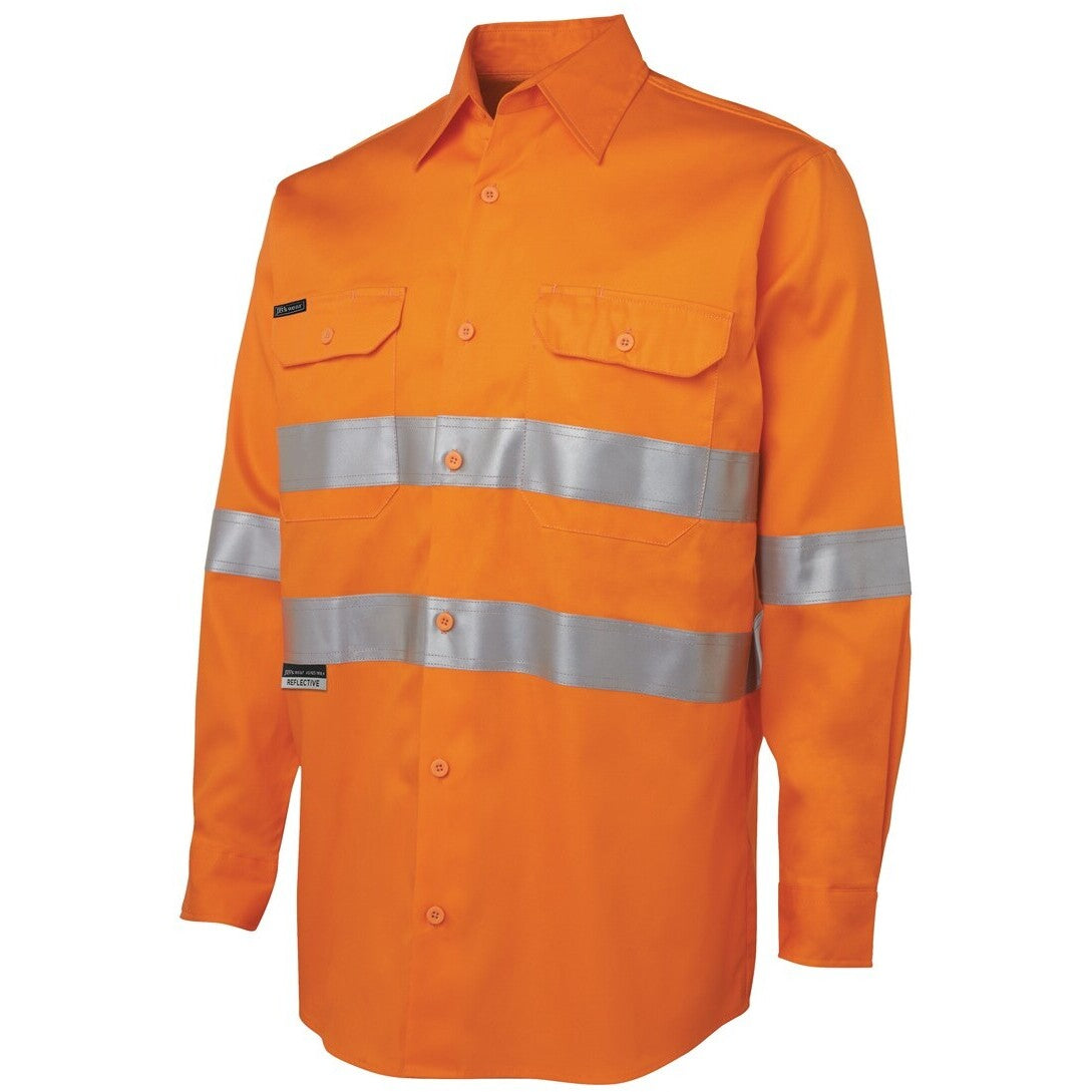 JB's Wear 6DNWL Hi Vis L/S (D+N) 150G Work Shirt - Side View | color:Orange|view:side