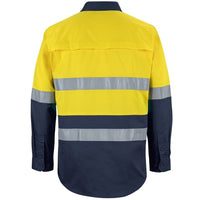 JB's Wear 6DNWL Hi Vis L/S (D+N) 150G Work Shirt - Back View | color:Yellow/Navy|view:back