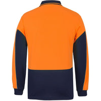 JB's Wear 6HVGL Hi Vis L/S Gap Polo - Back View | color:Orange/Navy|view:back