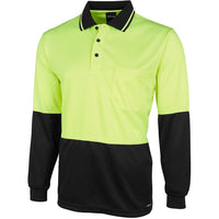 JB's Wear 6HJNL Hi Vis L/S Jacquard Polo - Side View | color:Lime/Black|view:side