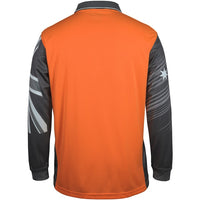 JB's Wear 6HSCL Hi Vis L/S Southern Cross Polo - Back View | color:Orange/Charcoal|view:back