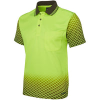 JB's Wear 6HVNS Hi Vis Net Sub Polo - Side View | color:Lime/Black|view:side