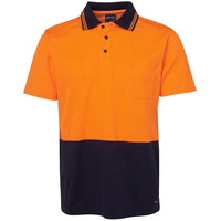 JB's Wear 6NCCS Hi Vis Non Cuff S/S Cotton Back - Front View | color:Orange/Navy|view:front