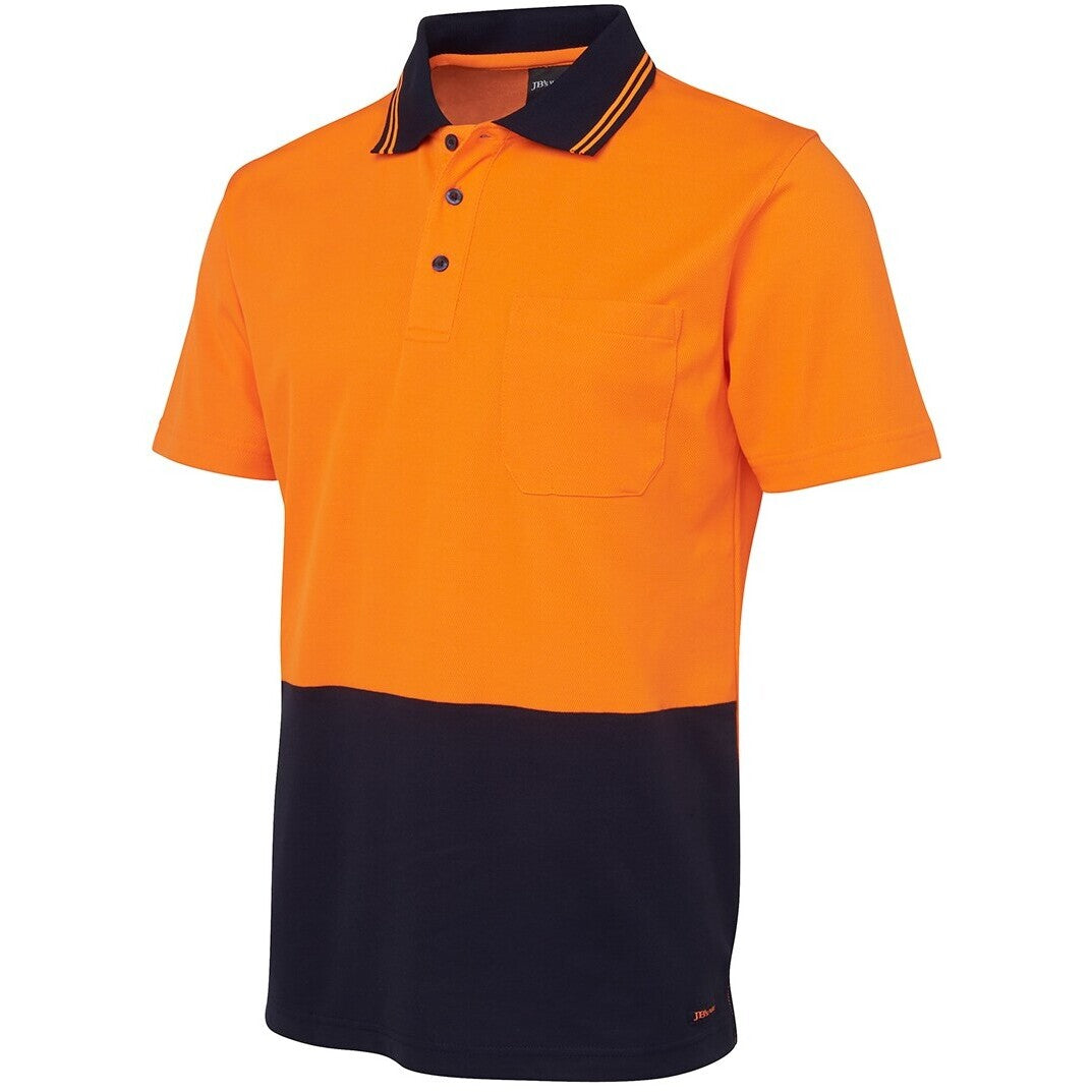 JB's Wear 6NCCS Hi Vis Non Cuff S/S Cotton Back - Side View | color:Orange/Navy|view:side