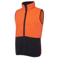 JB's Wear 6HVPV Hi Vis Polar Vest - Side View | color:Orange/Navy|view:side