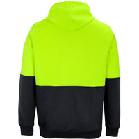 JB's Wear 6HVPH Hi Vis Pull Over Hoodie - Back View | color:Lime/Black|view:back