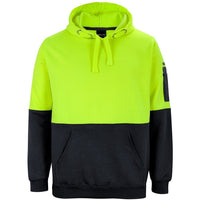 JB's Wear 6HVPH Hi Vis Pull Over Hoodie - Front View | color:Lime/Black|view:front