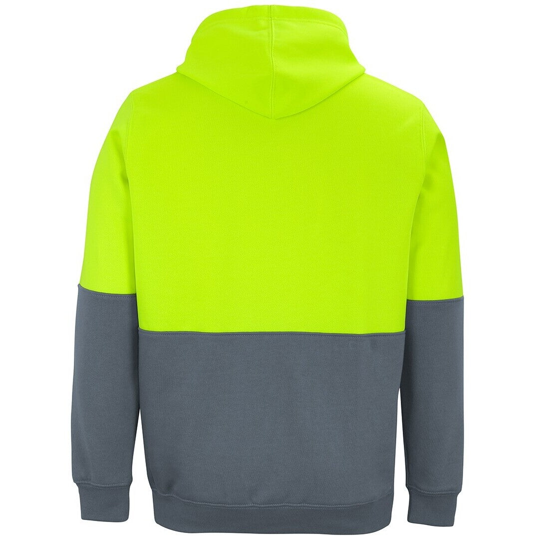 JB's Wear 6HVPH Hi Vis Pull Over Hoodie - Back View | color:Lime/Charcoal|view:back