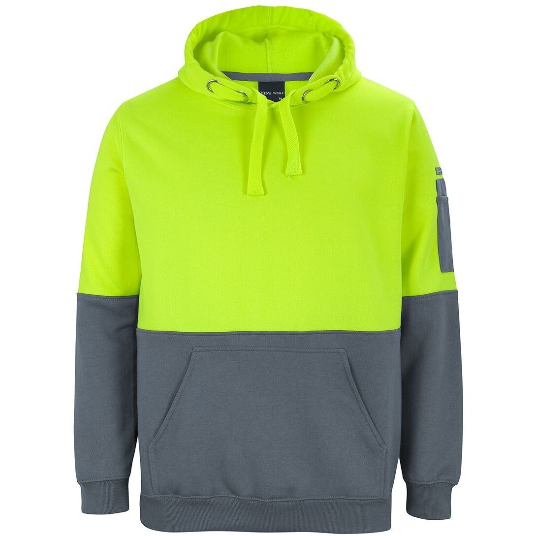 JB's Wear 6HVPH Hi Vis Pull Over Hoodie - Front View | color:Lime/Charcoal|view:front
