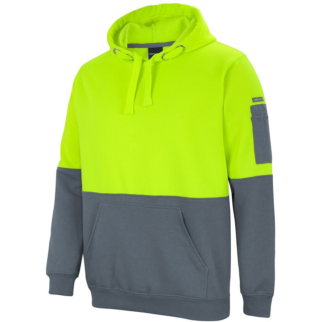 JB's Wear 6HVPH Hi Vis Pull Over Hoodie - Side View | color:Lime/Charcoal|view:side