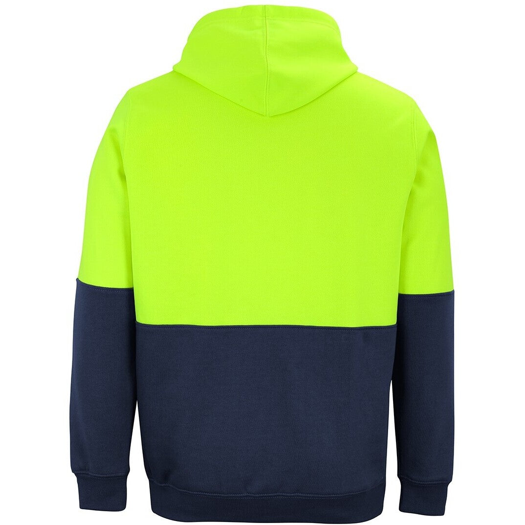 JB's Wear 6HVPH Hi Vis Pull Over Hoodie - Back View | color:Lime/Navy|view:back