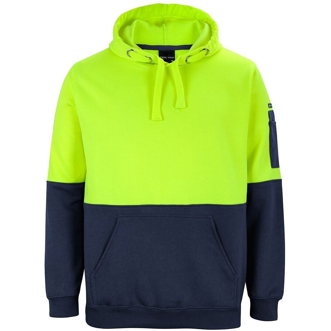JB's Wear 6HVPH Hi Vis Pull Over Hoodie - Front View | color:Lime/Navy|view:front