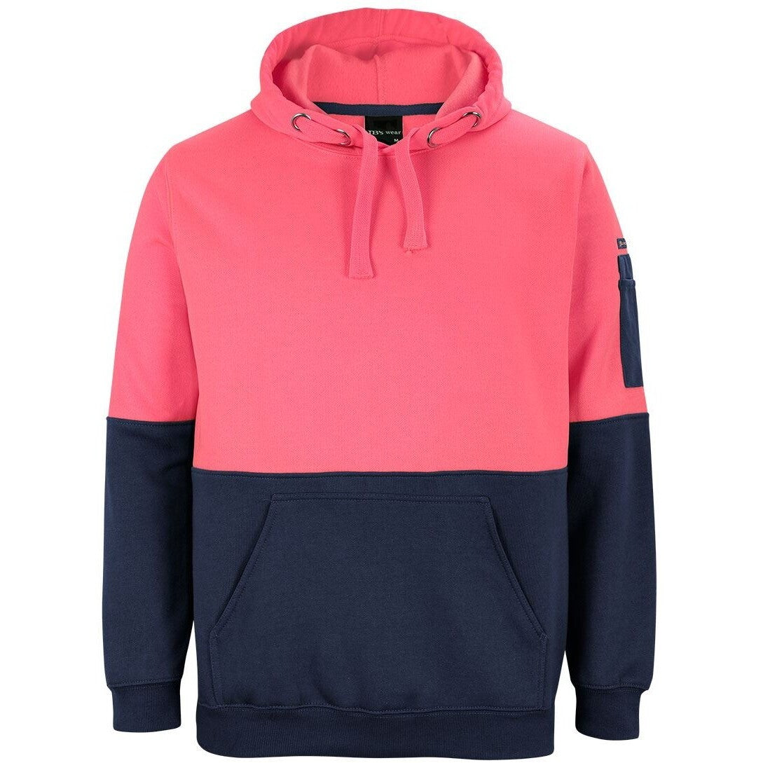 JB's Wear 6HVPH Hi Vis Pull Over Hoodie - Front View | color:Pink/Navy|view:front