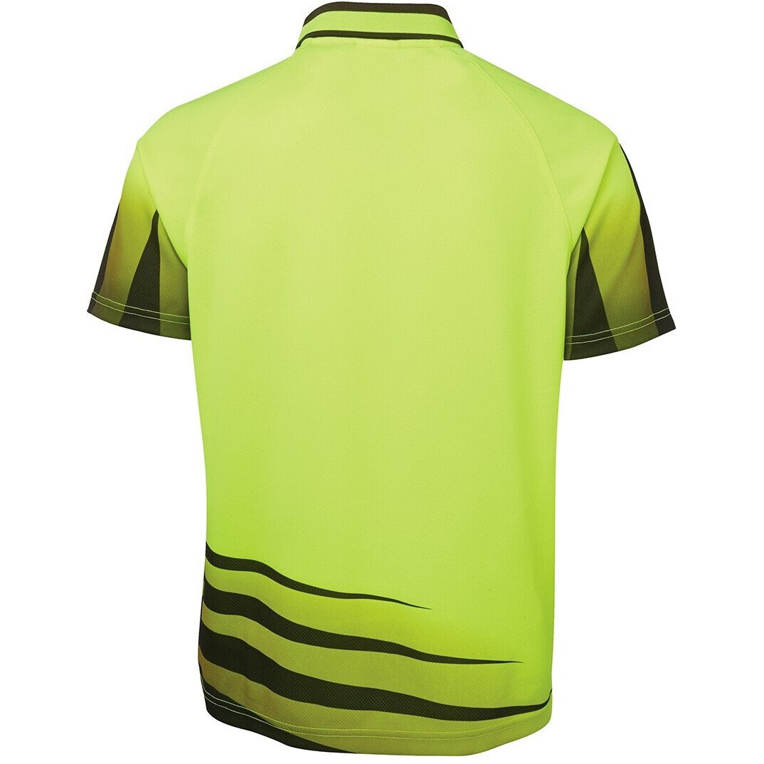 JB's Wear 6HVRS Hi Vis Rippa Sub Polo - Back View | color:Lime/Black|view:back