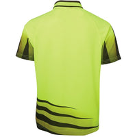 JB's Wear 6HVRS Hi Vis Rippa Sub Polo - Back View | color:Lime/Black|view:back