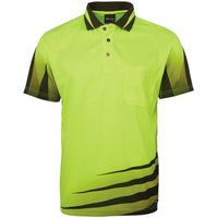 JB's Wear 6HVRS Hi Vis Rippa Sub Polo - Front View | color:Lime/Black|view:front