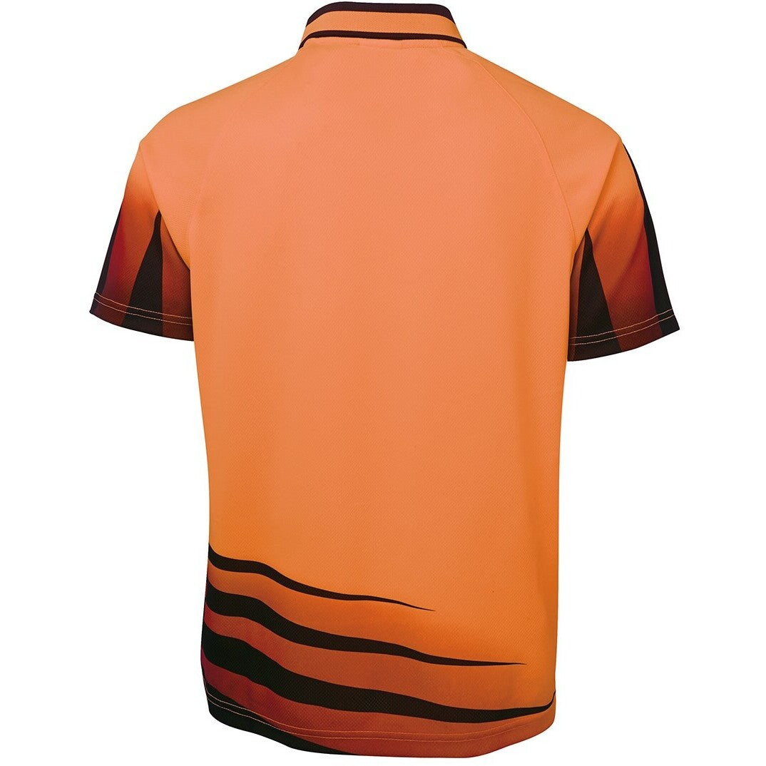 JB's Wear 6HVRS Hi Vis Rippa Sub Polo - Back View | color:Orange/Black|view:back