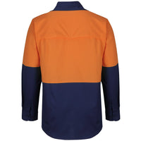 JB's Wear 6HNRL Hi Vis Ripstop L/S Fishing Shirt - Back View | color:Orange/Navy|view:back