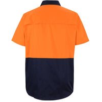 JB's Wear 6HWSS Hi Vis S/S 150G Work Shirt - Back View | color:Orange/Navy|view:back
