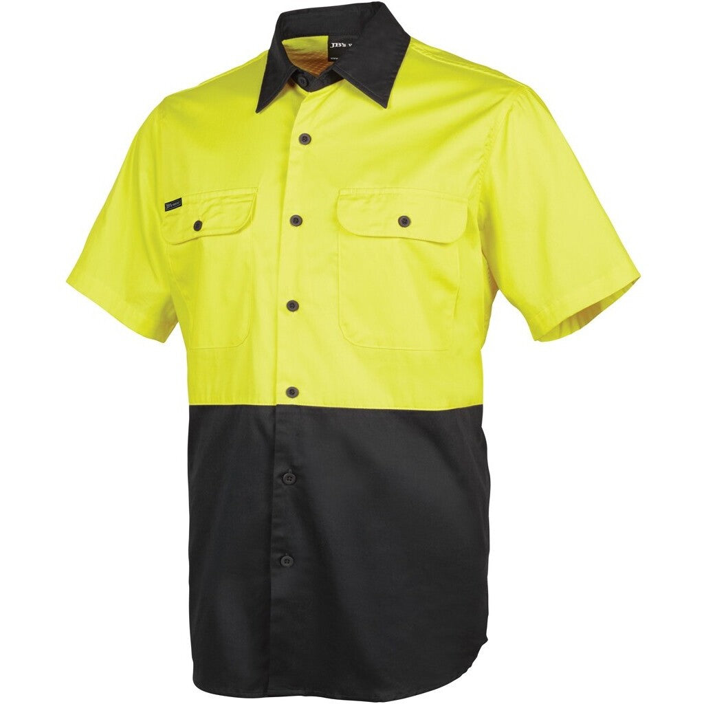 JB's Wear 6HWSS Hi Vis S/S 150G Work Shirt - Side View | color:Yellow/Black|view:side