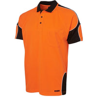 JB's Wear 6AP4S Hi Vis S/S Arm Panel Polo - Side View | color:Orange/Black|view:side