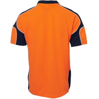 JB's Wear 6AP4S Hi Vis S/S Arm Panel Polo - Back View | color:Orange/Navy|view:back