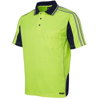 JB's Wear 6AT4S Hi Vis S/S Arm Tape Polo - Side View | color:Lime/Navy|view:side
