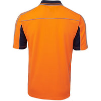 JB's Wear 6AT4S Hi Vis S/S Arm Tape Polo - Back View | color:Orange/Navy|view:back