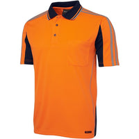 JB's Wear 6AT4S Hi Vis S/S Arm Tape Polo - Side View | color:Orange/Navy|view:side