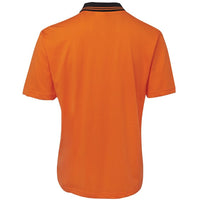 JB's Wear 6CPHV Hi Vis S/S Cotton Polo - Back View | color:Orange/Black|view:back